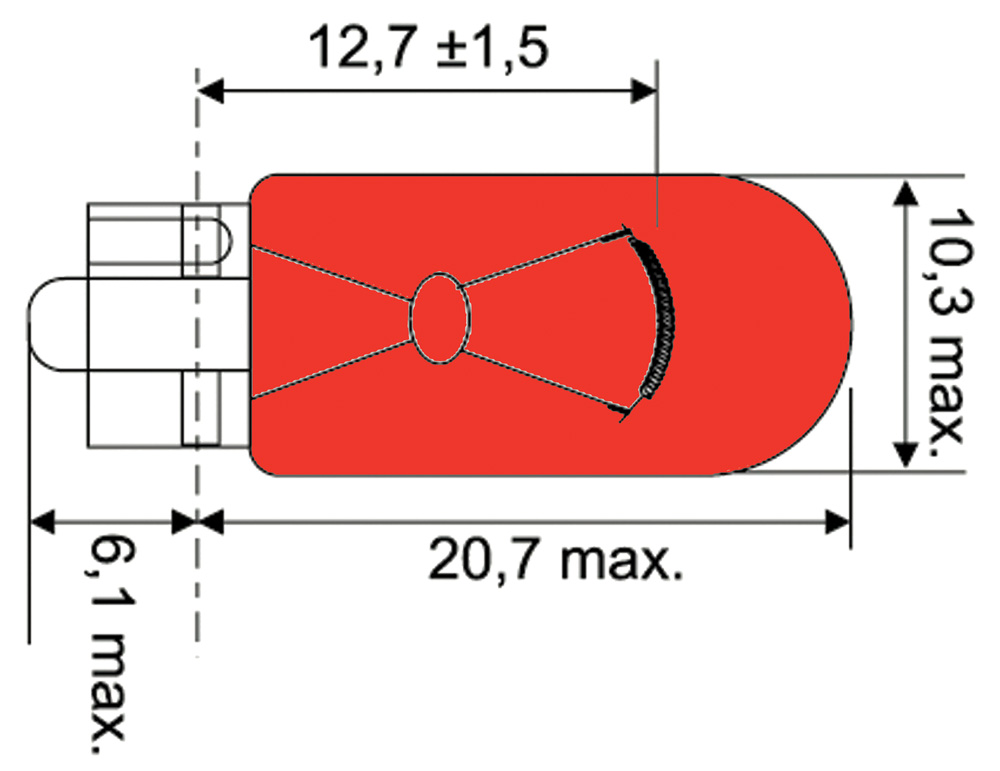 Jahn Glassockellampe W2.1 12V 5W rot – Hoelzle