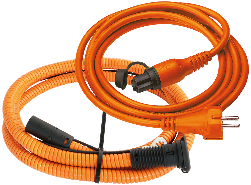 DEFA - 230 VAC Anschluss-Set 5.0 m *orange* mit Stecker/Dose – Hoelzle