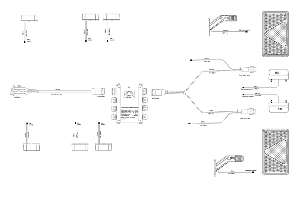 Kit Éclairage Feux Arrière Aspöck Multipoint IV - Droit Et Gauche 5 Fonctions Pour Remorque