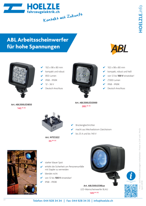 ABL - LED-Arbeitsscheinwerfer 12/24 V – Hoelzle