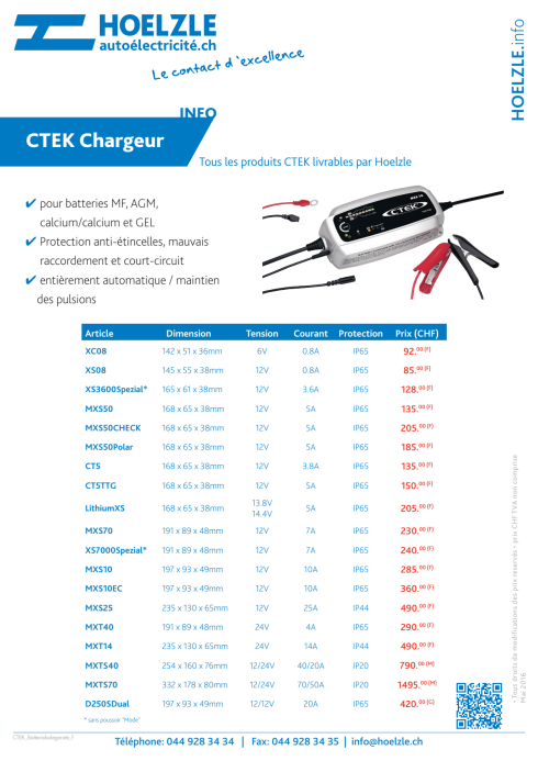 CTEK - Chargeur 12V 7A MXS 7.0 – Hoelzle