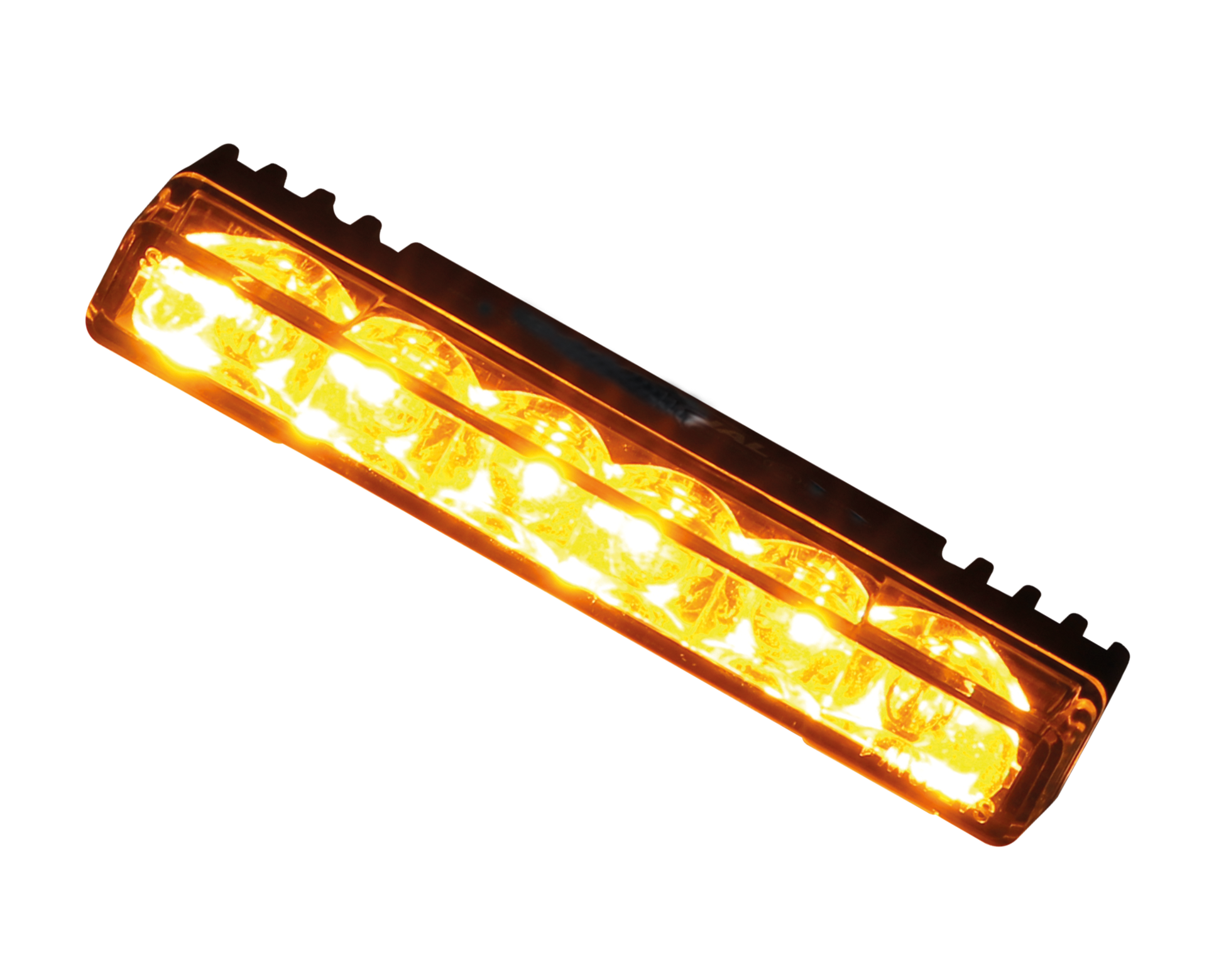LED Frontblitzer gelb ECE-R65,112x28x9, schwarz getöntes Glas, 12-24V