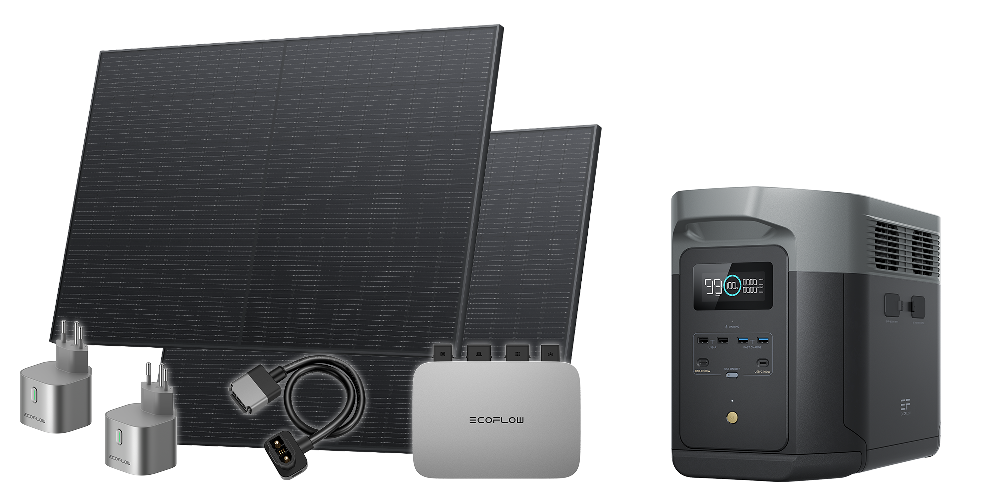 PowerStream Balkonkraftwerk Set mit Delta 2 Max Power Station und 800 W Solarleistung Hoelzle