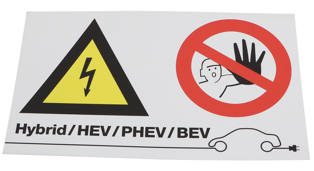 Warnschild, Arbeiten an Hybrid, HEV/PHEV/BEV – Soltark